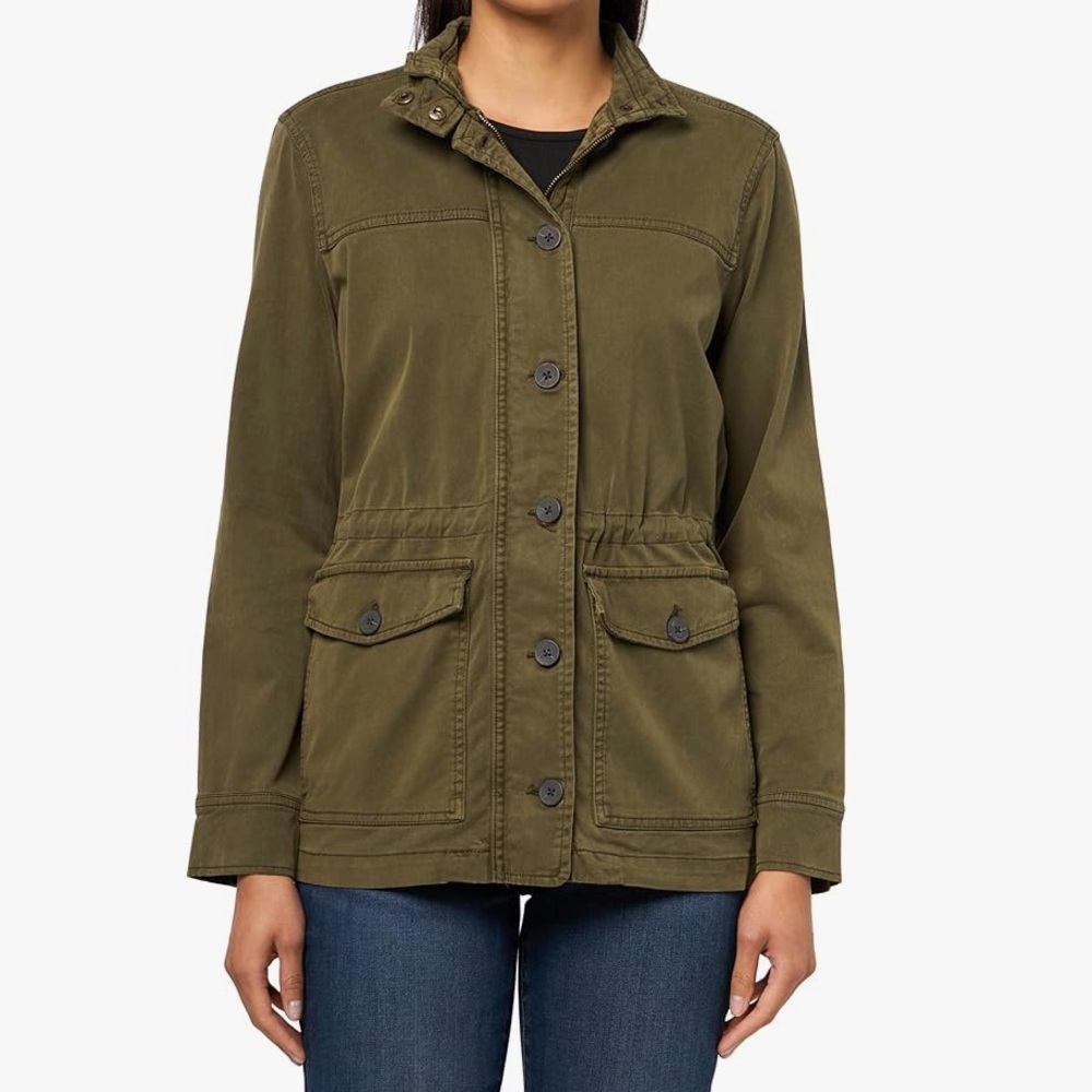 Lucky Brand NEW Utility Cargo Jacket Drawstring Waist Olive Night Size XXL - Picture 2 of 10